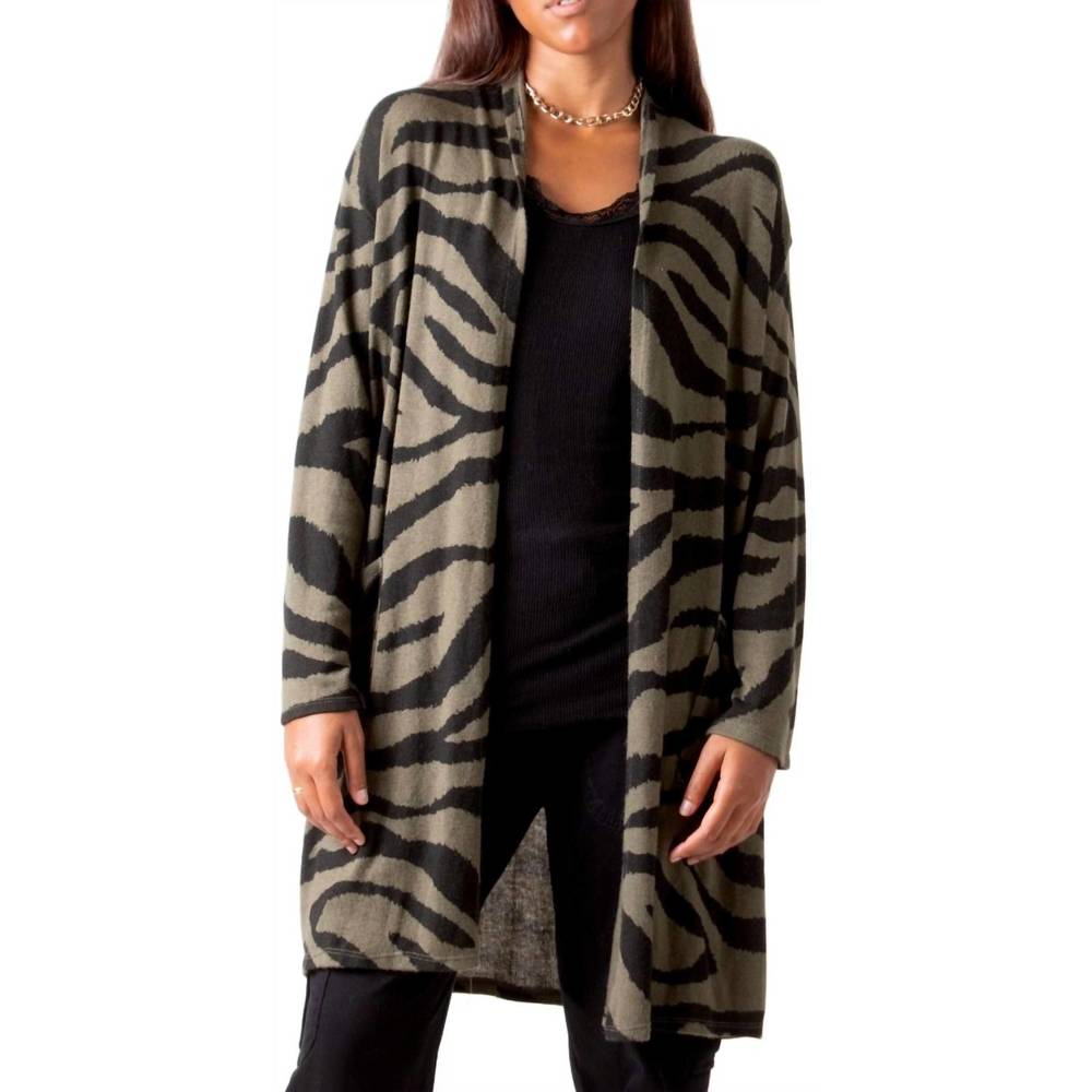 NEW GIGI MODA zebra knit one size cardigan in olive
